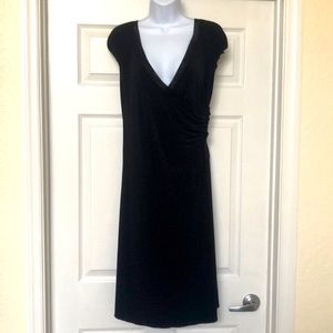 Black Ruched Cap Sleeve Dress by Vertigo, M
